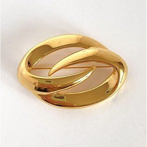 Vintage NAPIER Large Double Intertwined Loops Gold Tone Brooch 2.25"